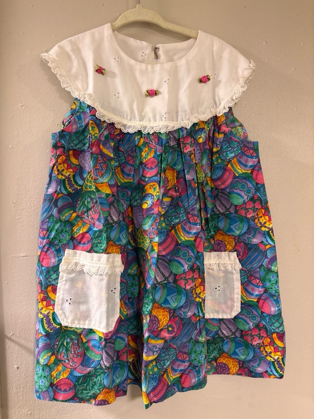 Vintage Handmade Easter Patterned Girls Dress